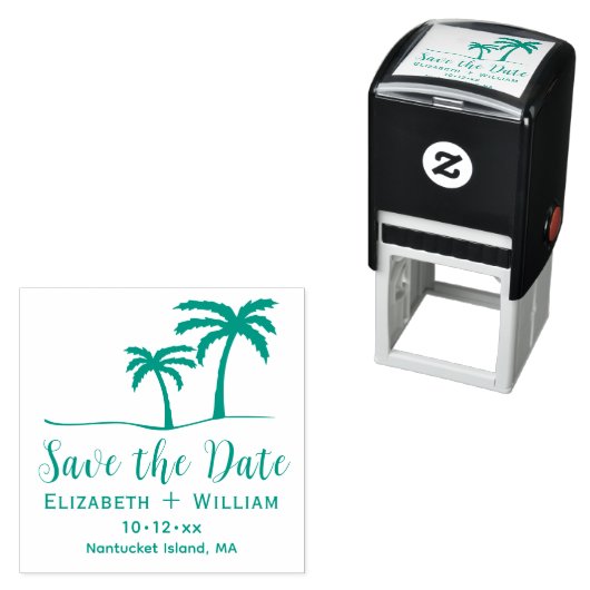 Palm Trees Tropical Save the Date Name Date Permastempel (Beispiel)