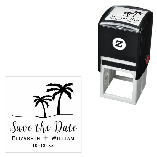 Palm Trees Tropical Save the Date Name Datum Permastempel (Beispiel)