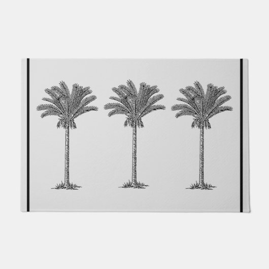 Palm Trees Tropical Simple Elegante Beach Black Fußmatte (Vorderseite)
