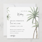 Palm Trees Tropical Square Wedding Einladung (Vorderseite)