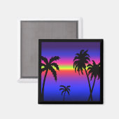 Palm Trees Tropical Sunset Magnet (Vorderseite/Rückseite)