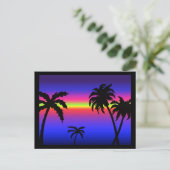 Palm Trees Tropical Sunset Postcard Postkarte (Stehend Vorderseite)
