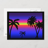 Palm Trees Tropical Sunset Postcard Postkarte (Vorne/Hinten)