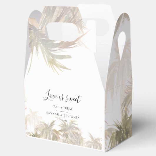 Palm Trees Tropical Watercolor Script Wedding Geschenkschachtel (Geöffnet)