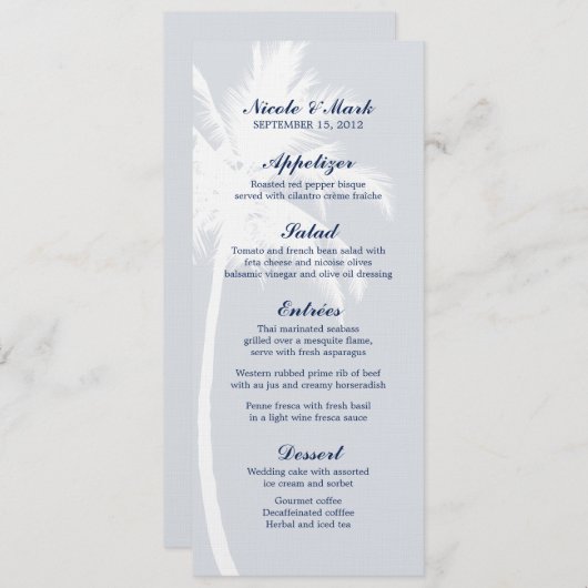 Palm Trees Tropical Wedding Menu Cards Menükarte (Vorne/Hinten)