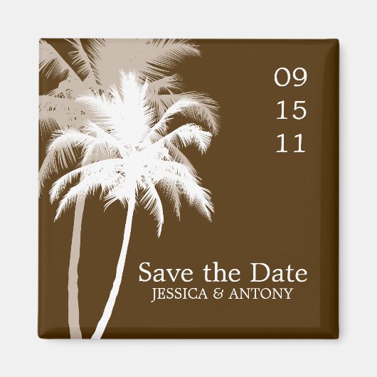Palm Trees Tropical Wedding Save the Date or Fevor Magnet (Vorne)