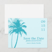 Palm Trees Tropical Wedding speichern das Datum Ankündigungspostkarte (Vorne/Hinten)