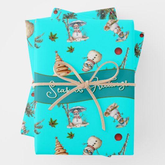 Palm Trees tropisches Weihnachtsmuster Geschenkpapier Set (Beispiel)