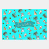 Palm Trees tropisches Weihnachtsmuster Geschenkpapier Set (Vorderseite)