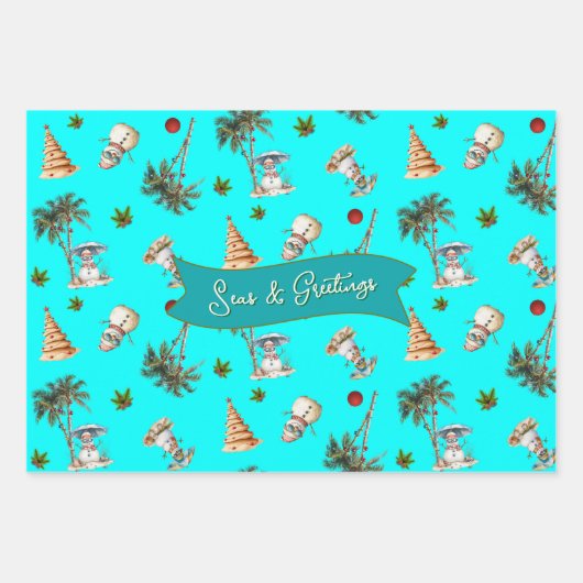 Palm Trees tropisches Weihnachtsmuster Geschenkpapier Set (Vorderseite)