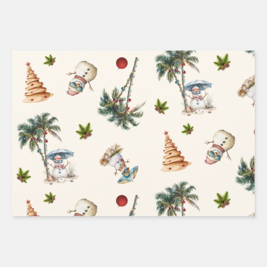 Palm Trees tropisches Weihnachtsmuster Geschenkpapier Set (Vorderseite 3)