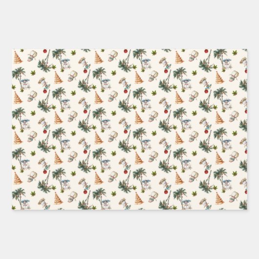 Palm Trees tropisches Weihnachtsmuster Geschenkpapier Set (Vorderseite 2)