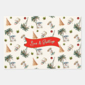 Palm Trees tropisches Weihnachtsmuster Geschenkpapier Set (Vorderseite)