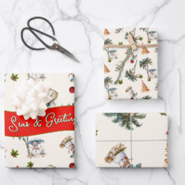 Palm Trees tropisches Weihnachtsmuster Geschenkpapier Set