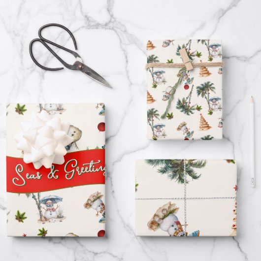 Palm Trees tropisches Weihnachtsmuster Geschenkpapier Set (Vorderseite)