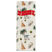Palm Trees tropisches Weihnachtsmuster Geschenktüte Für Weinflaschen (Vorderseite)