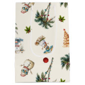 Palm Trees tropisches Weihnachtsmuster Mittlere Geschenktüte (Rückseite)