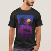 Palm Trees Vaporwave Surfer Synthwave Sunset Surfi T-Shirt (Vorderseite)