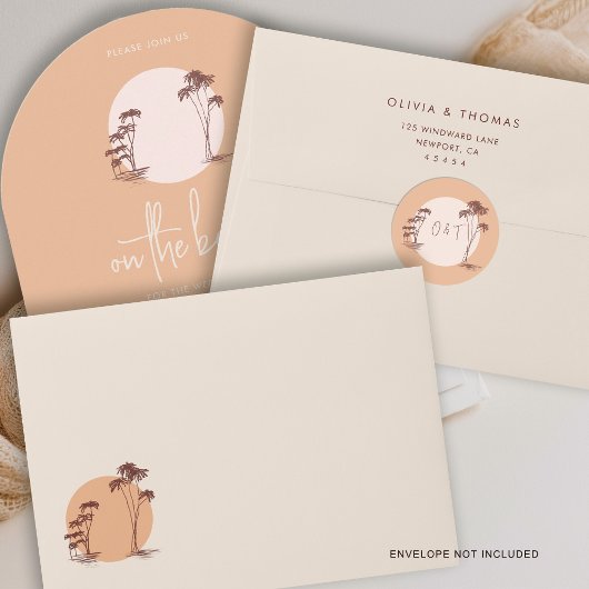 Palm Trees Warm Sand Sunset Sun Beach Wedding Runder Aufkleber