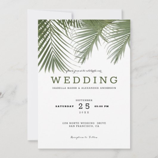 Palm Trees Wedding Einladung (Vorderseite)