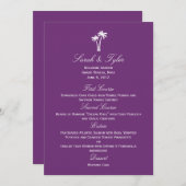 Palm Trees Wedding Menu Card - Lila Menükarte (Vorne/Hinten)