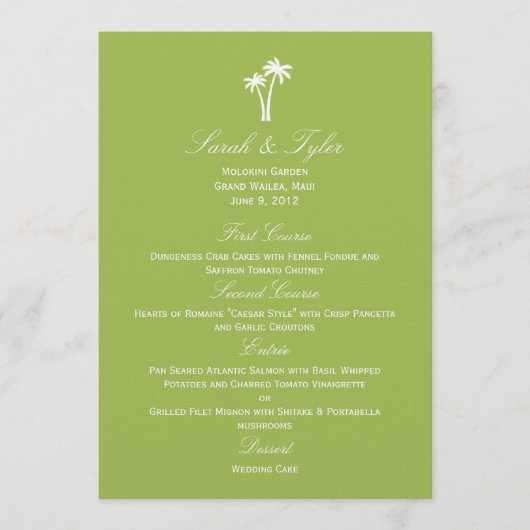 Palm Trees Wedding Menu Card - Limon Menükarte (Vorderseite)