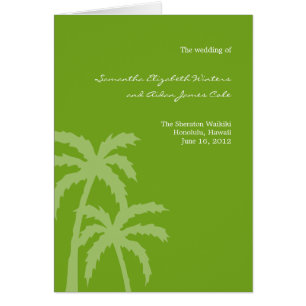 Palm Trees Wedding Program Card (grün)