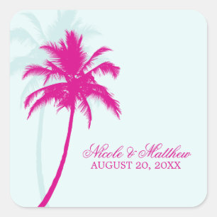 Palm Trees Wedding Quadratischer Aufkleber