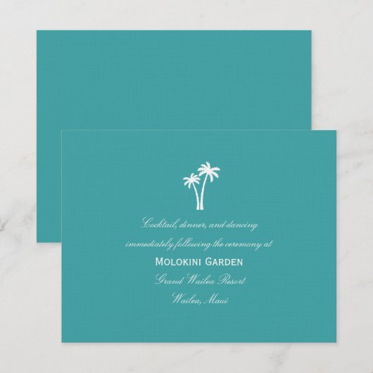 Palm Trees Wedding Reception Card Begleitkarte (Vorne/Hinten)