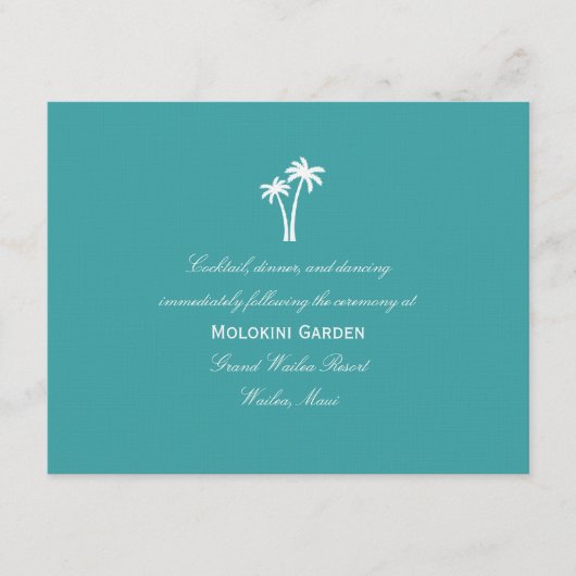 Palm Trees Wedding Reception Card Begleitkarte (Vorderseite)