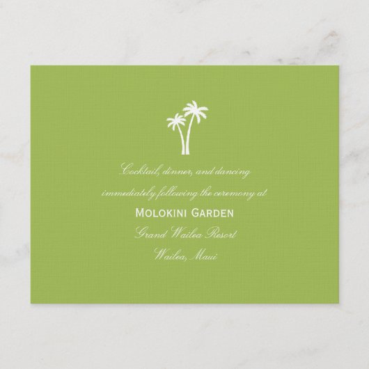 Palm Trees Wedding Reception Card - Limon Begleitkarte (Vorderseite)