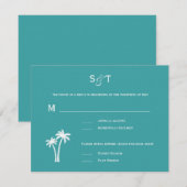 Palm Trees Wedding RSVP Card Karte (Vorne/Hinten)