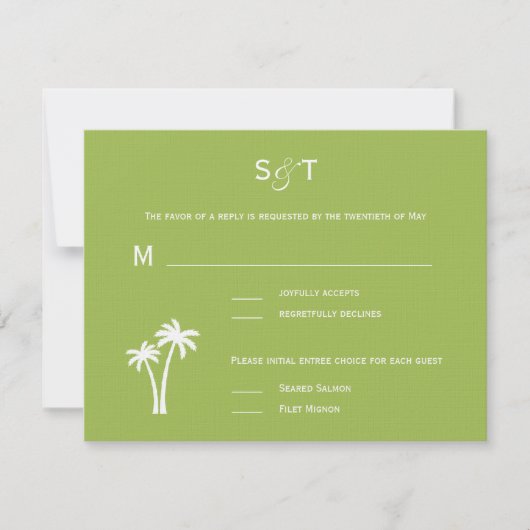 Palm Trees Wedding RSVP Card - Limon (Vorderseite)