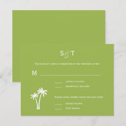 Palm Trees Wedding RSVP Card - Limon (Vorne/Hinten)