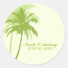 Palm Trees Wedding Runder Aufkleber