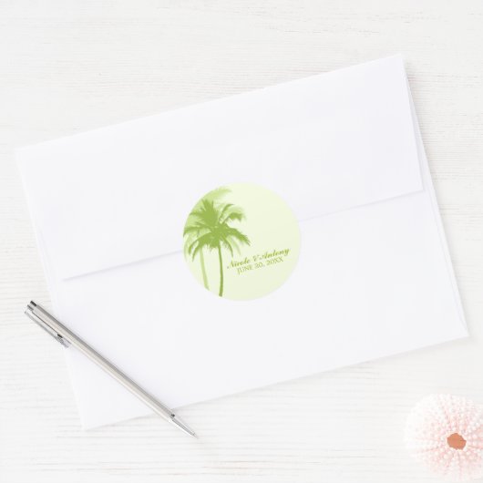 Palm Trees Wedding Runder Aufkleber (Umschlag)