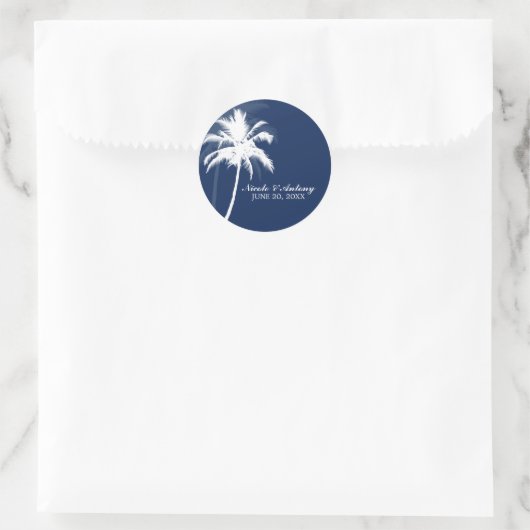 Palm Trees Wedding Runder Aufkleber (Tasche)