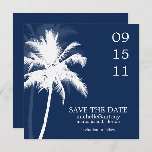 Palm Trees Wedding Save the Date (Vorne/Hinten)
