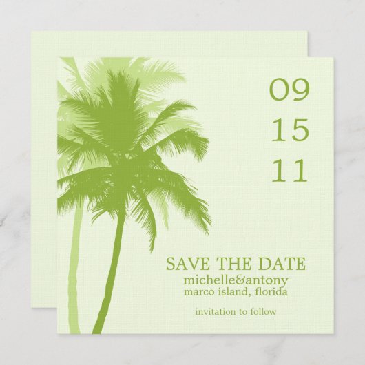 Palm Trees Wedding Save the Date (Vorne/Hinten)