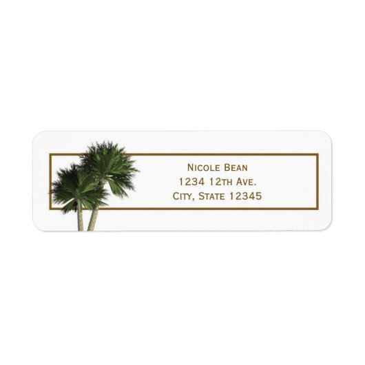 Palm Trees White & Gold Elegante Adressetiketten (Vorne)