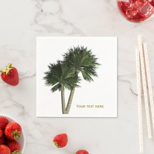 Palm Trees White & Gold Elegante Hochzeit Napkins Serviette (Beispiel)