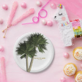 Palm Trees White & Gold Elegante Hochzeiten Teller (Party)
