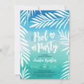 Palm Tropical Blue Ombre Sweet 16 Pool Party Einladung (Vorderseite)