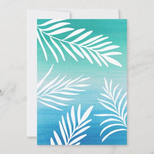 Palm Tropical Blue Ombre Sweet 16 Pool Party Einladung (Rückseite)