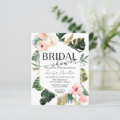 Palm Tropical Floral Bridal Dusche Einladung (Stehend Vorderseite)