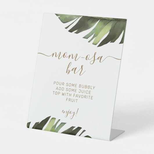 Palm Tropical Floral Dusche Momosa Bar Sign Sockelschild (Vorderseite)