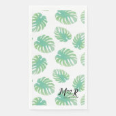 Palm Tropical Leaf Hochzeitslogo Grün Serviette (Vorderseite)