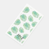 Palm Tropical Leaf Hochzeitslogo Grün Serviette (Ecke)