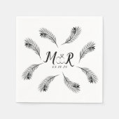 Palm Tropical Leaf Ring Wedding Logo Serviette (Vorderseite)