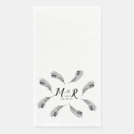 Palm Tropical Leaf Ring Wedding Logo Serviette